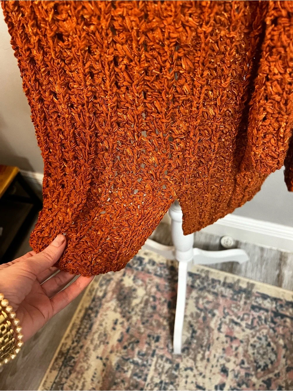 Pedro del Hierro Large Golden Orange Knit Cardigan Sweater Long Sleeve - Picture 12 of 13